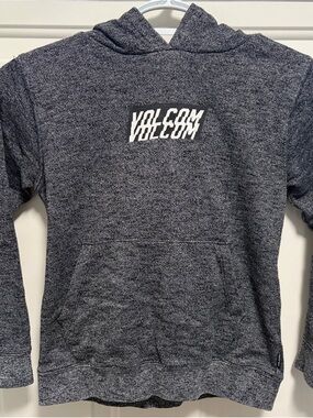 Volcom Kids Heather Charcoal Pullover Hoodie with White Logo